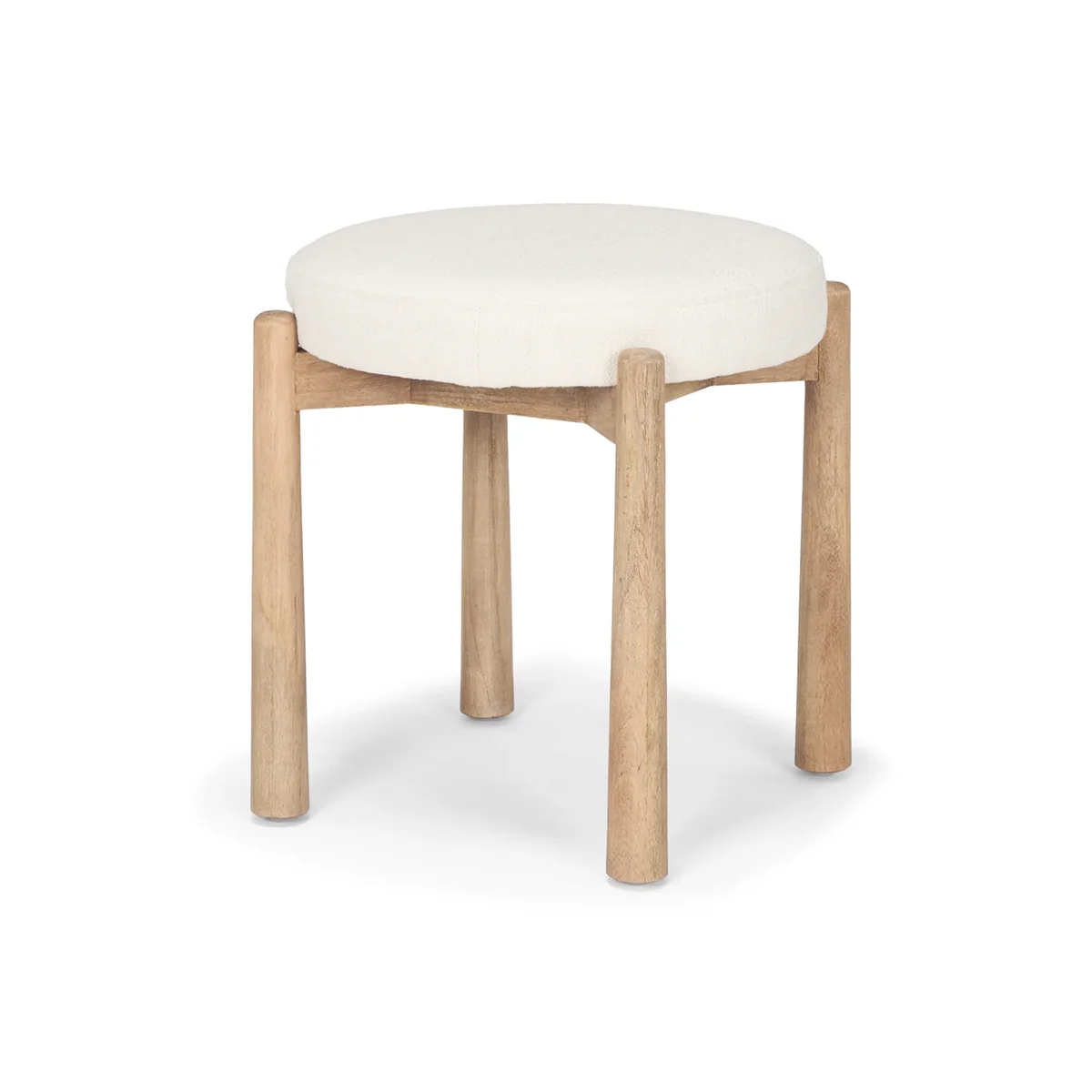 Crafted Shaiden Brown Wood w Cream Fabric Stool Specialty