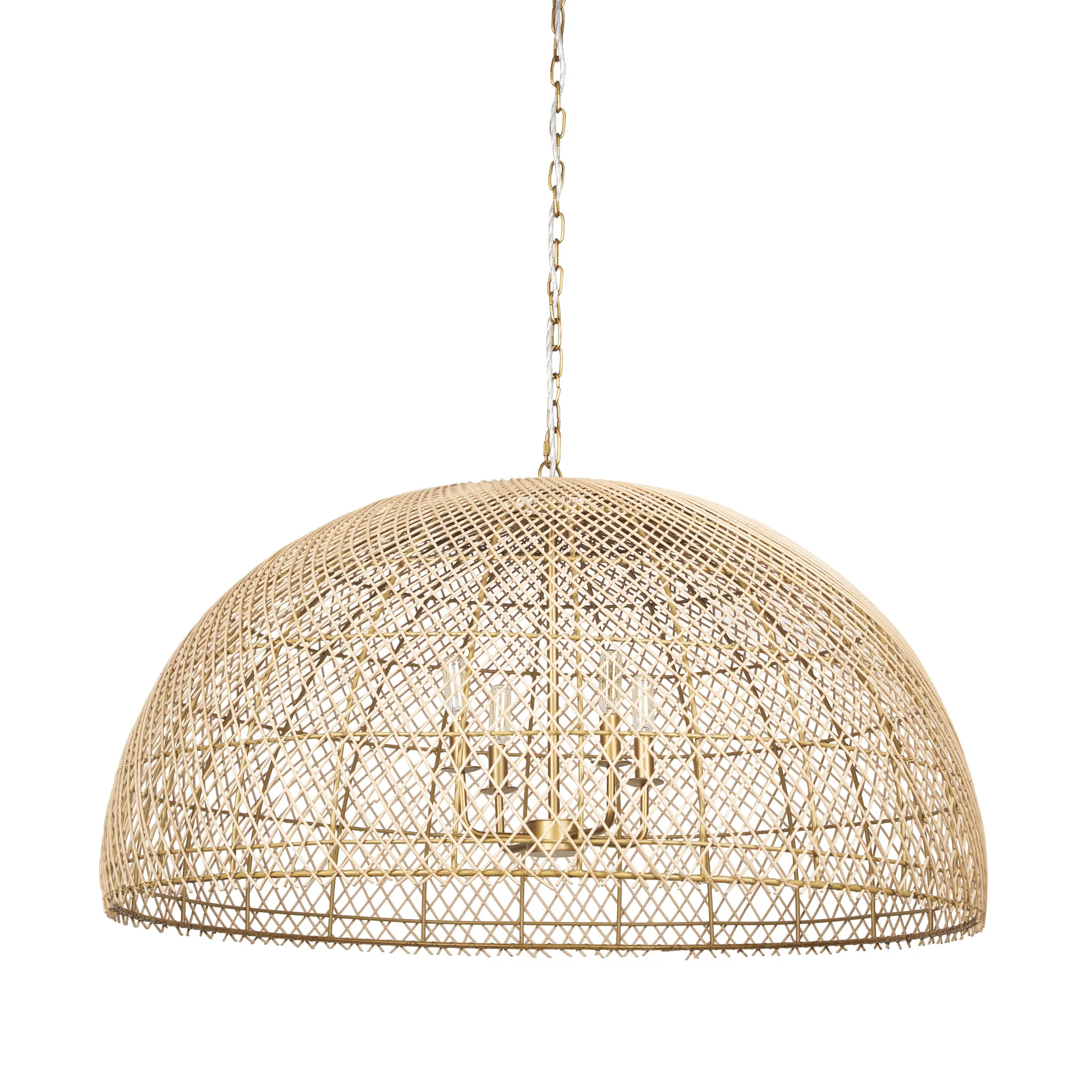 Environmentally Friendly Thad 4-Light Natural Woven Rattan Dome Chandelier Organic