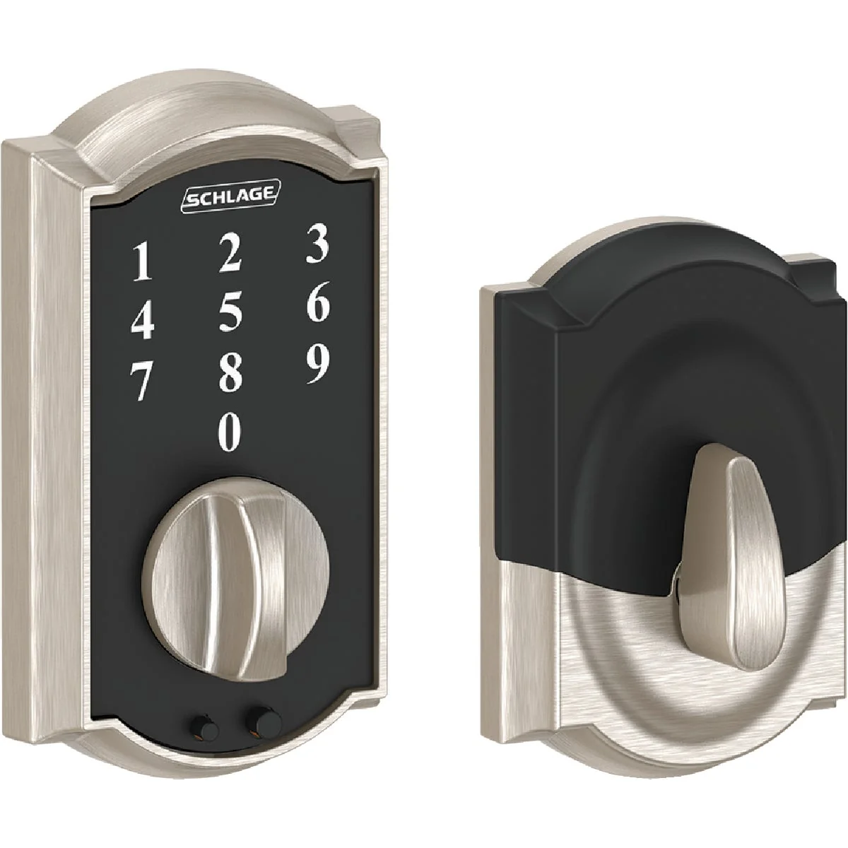 Dependable Schlage Camelot Touchscreen Satin Nickel Electronic Deadbolt Healthy