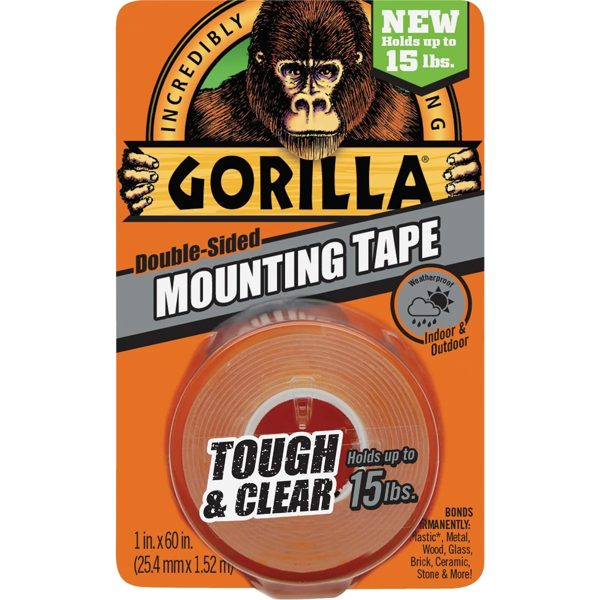 Verified Gorilla 1 In. x 60 In. Tough Clear Double-Sided Mounting Tape 15 Lb. Capacity Expertly Made