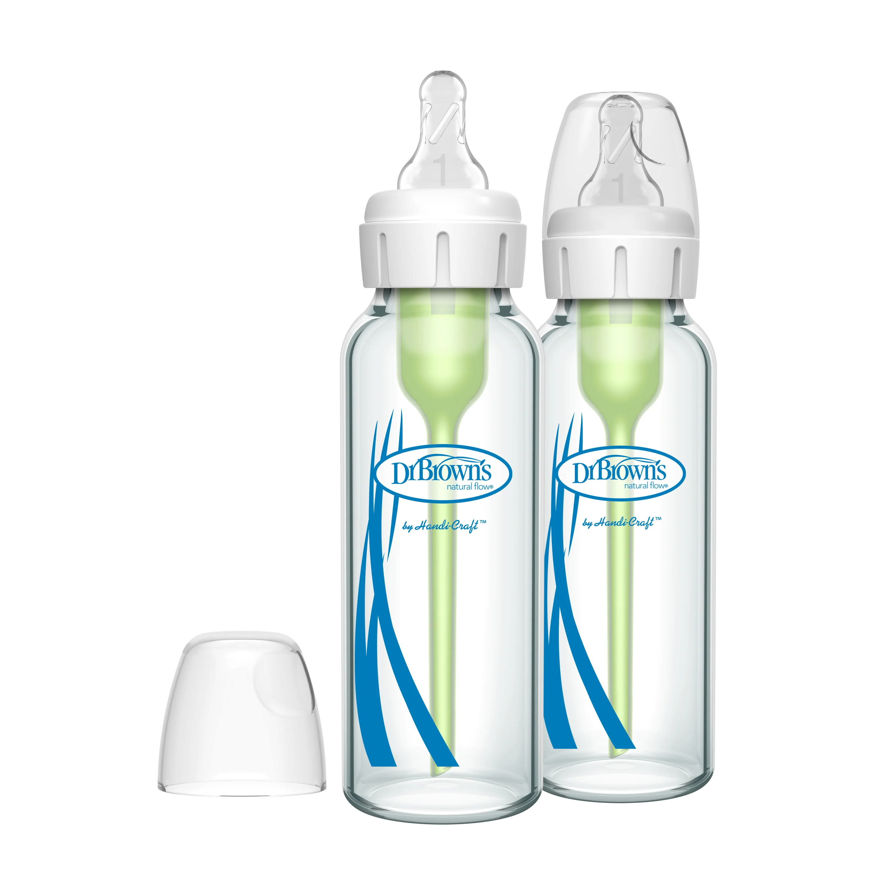 Durable Dr. Brown's Glass Baby Bottle Natural Flow® Narrow Neck Anti-Colic Options ™ with Level 1 Slow Flow Nipple Recyclable