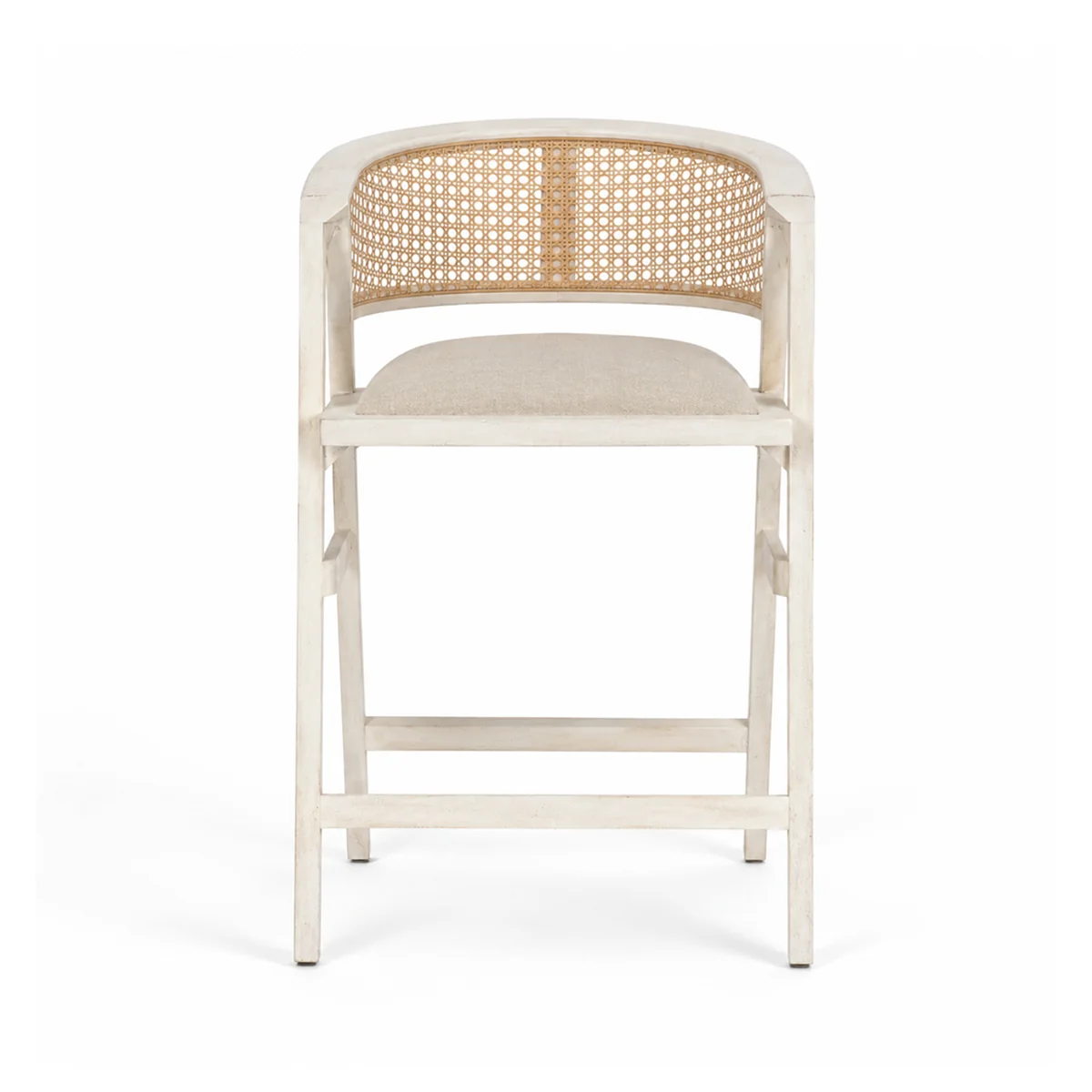 Healthy Tabitha Beige Fabric Rattan Seat Blonde Wood Frame Counter Stool Responsible