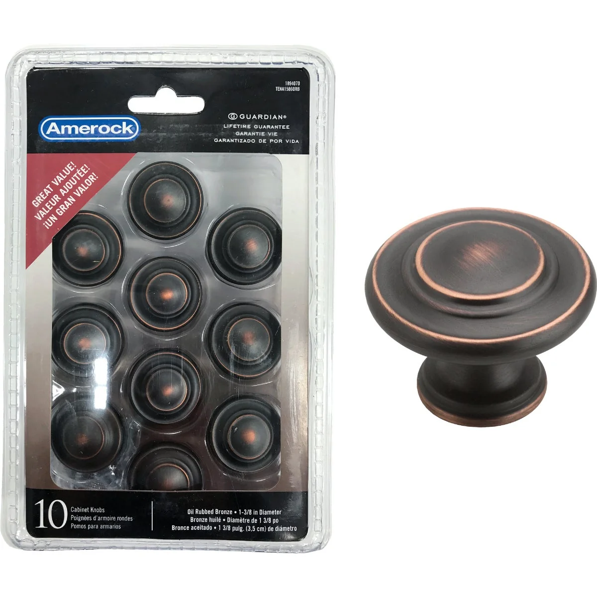 Classic Amerock Inspirations Oil Rubbed Bronze 1-5 16 In. Cabinet Knob 10-Pack High-Quality