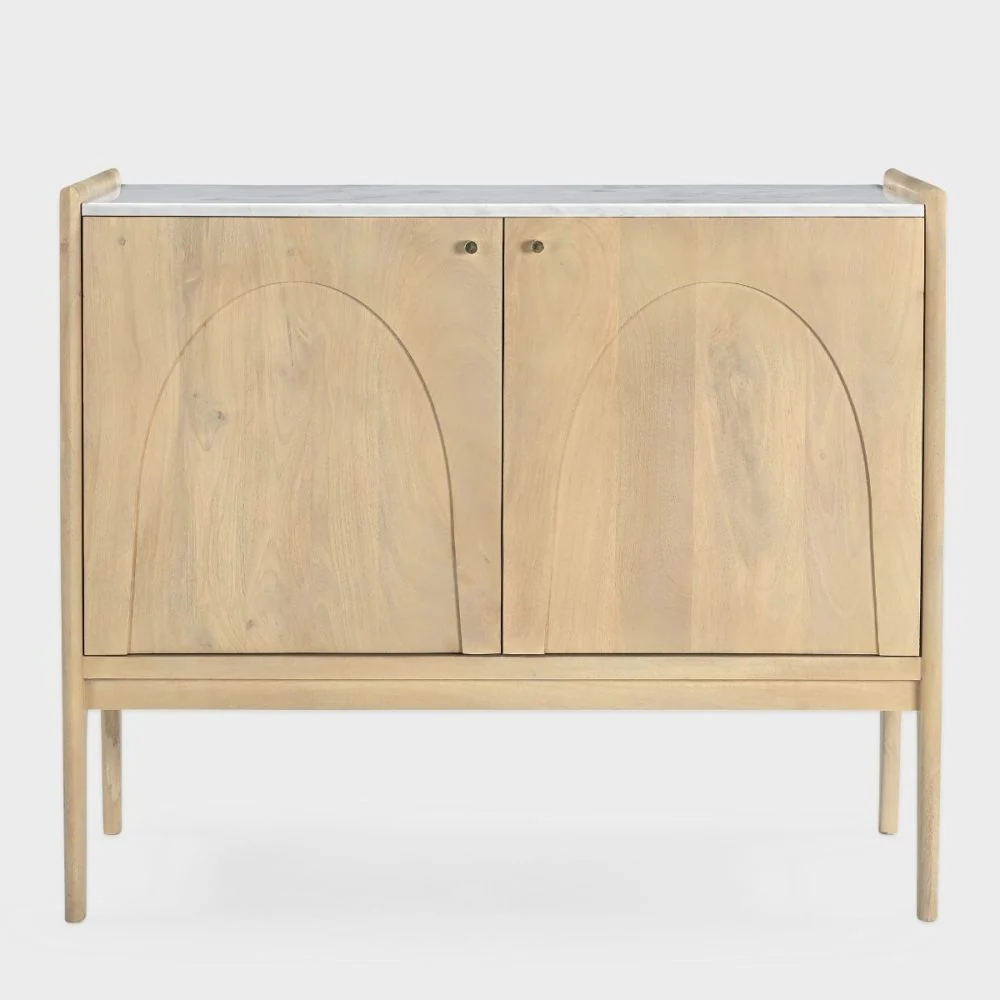 Convenient Arc 2 Door Cabinet Natural with Marble Top High-Performance