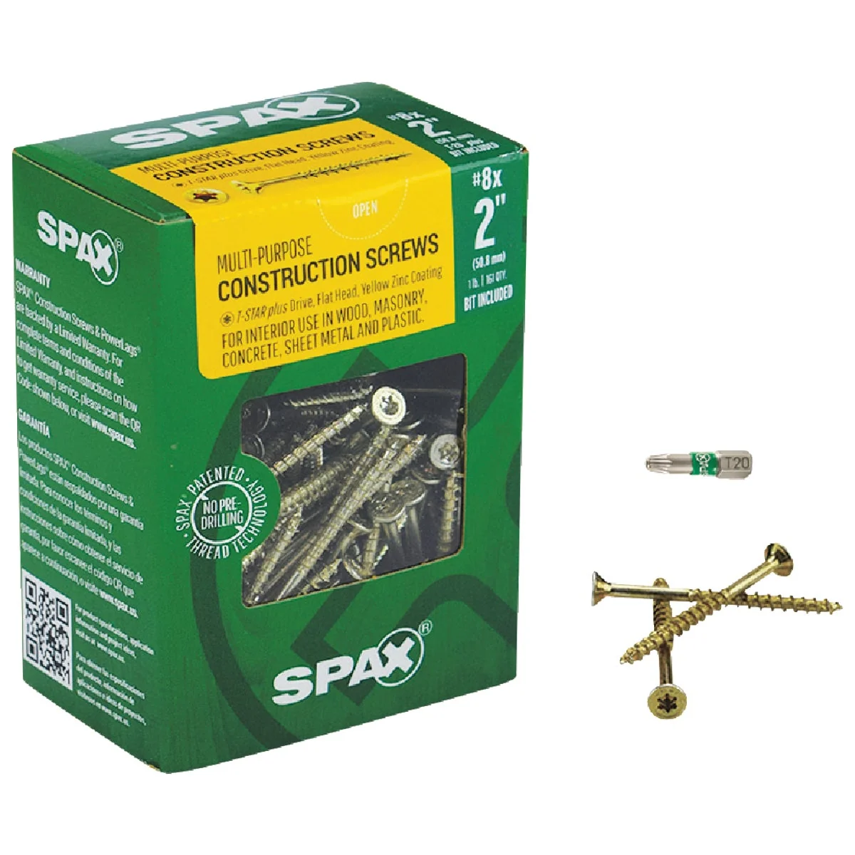 Relaxed Spax 8 x 2 In. Flat Head Interior Multi-Material Construction Screw 1 Lb. Box Superior