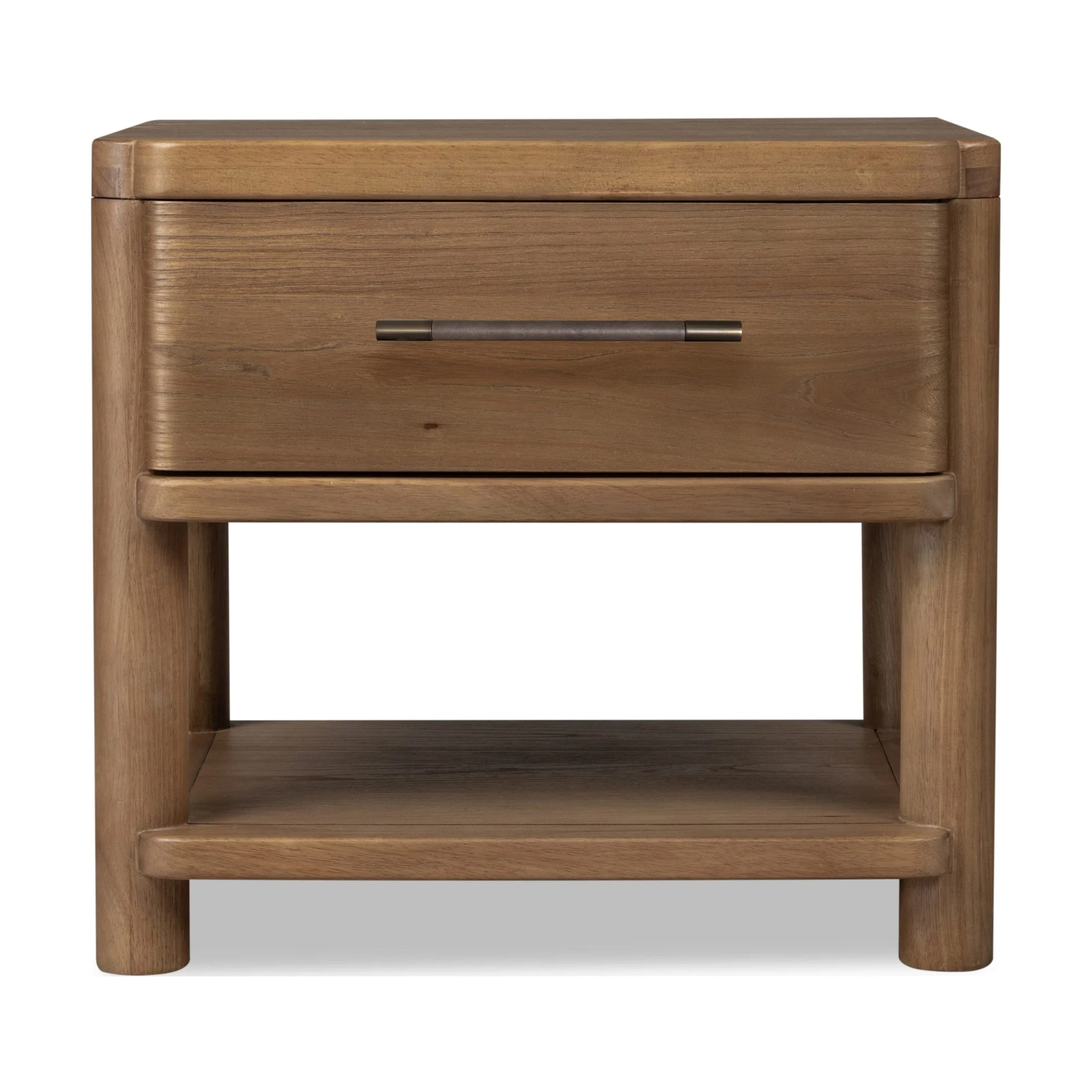 Certified Perla 1-Drawer Nightstand with Open Shelf – Cabin Glow Finish Casual