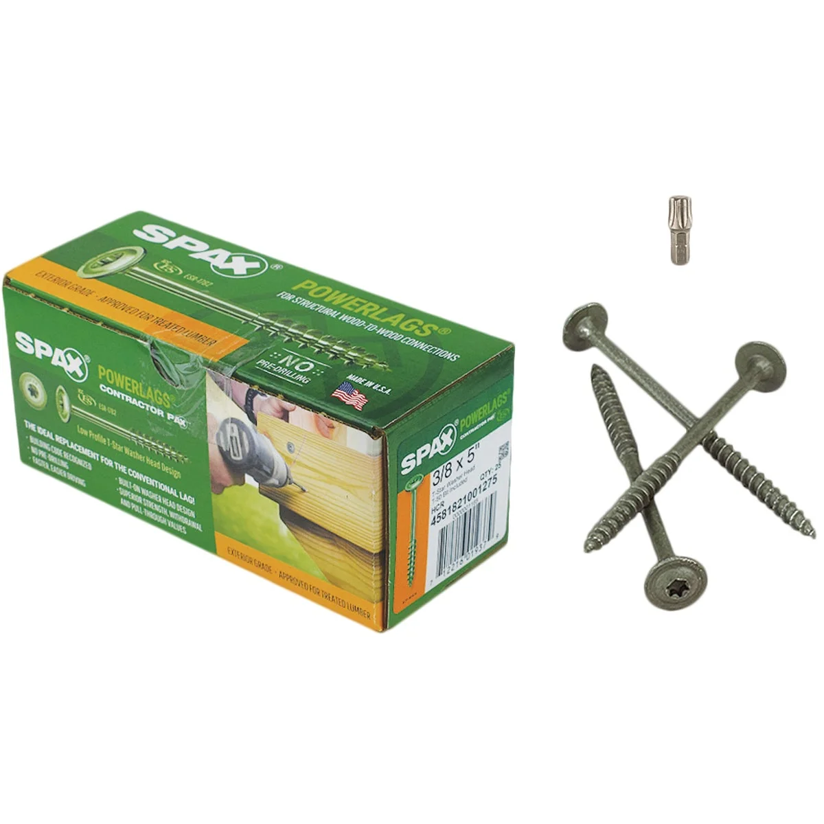 Dependable Spax PowerLags 3 8 In. x 5 In. Washer Head Exterior Structure Screw 25 Ct. Responsible