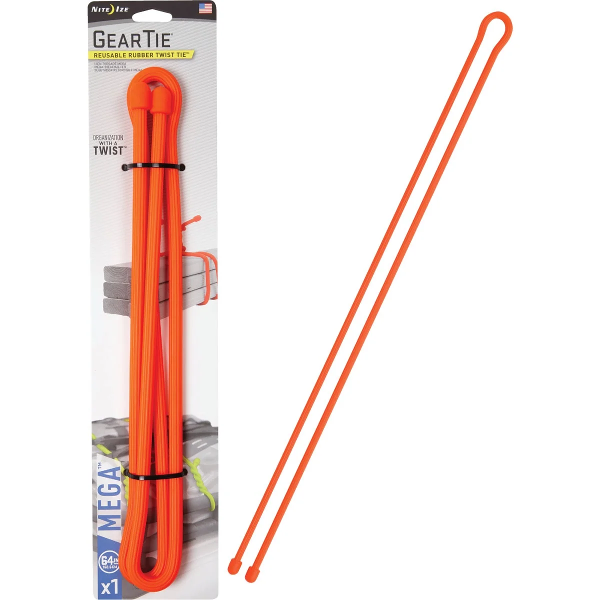 Efficient GearTie 64 In. Orange Rubber Mega Twist Tie Excellent