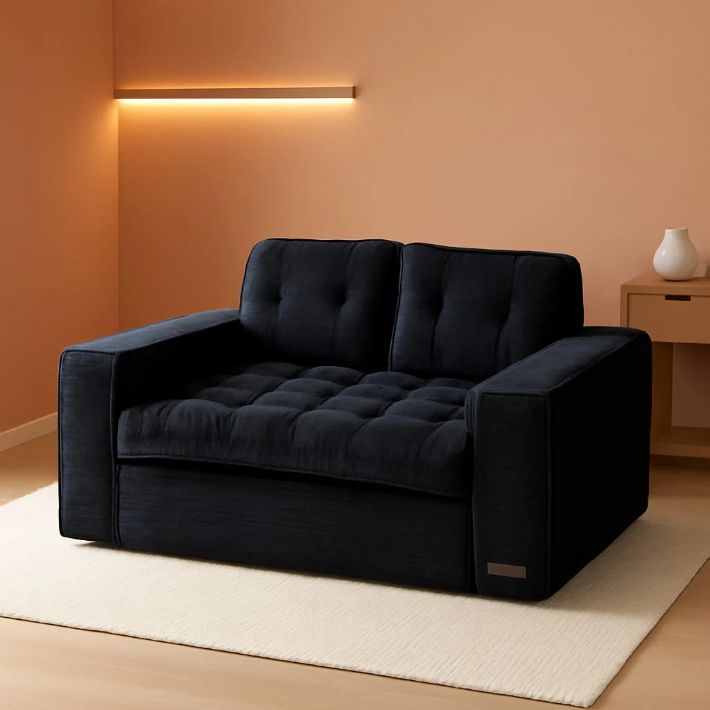Long-Lasting Black Convertible Sofa Bed Includes Pullout Sleeper User-Friendly