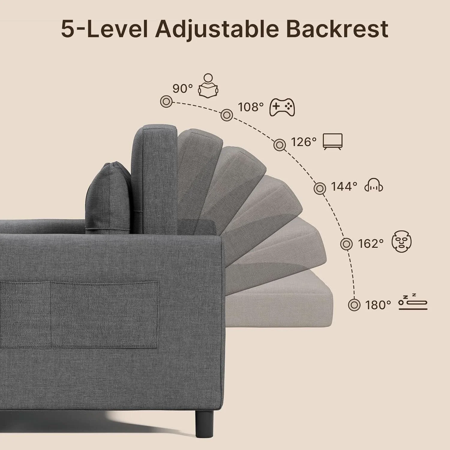 Enhanced 3 In 1 Convertible Sleeper Sofa Bed For Space Saving Secure