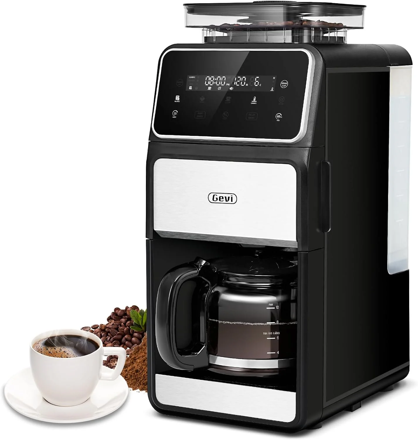 Responsible Gevi 10-Cup Grind Brew Coffee Maker with Built-in Burr Grinder – Programmable Touch Screen 4-Hour Keep Warm Permanent Filter Drip Coffee Machine for Home Office Sophisticated