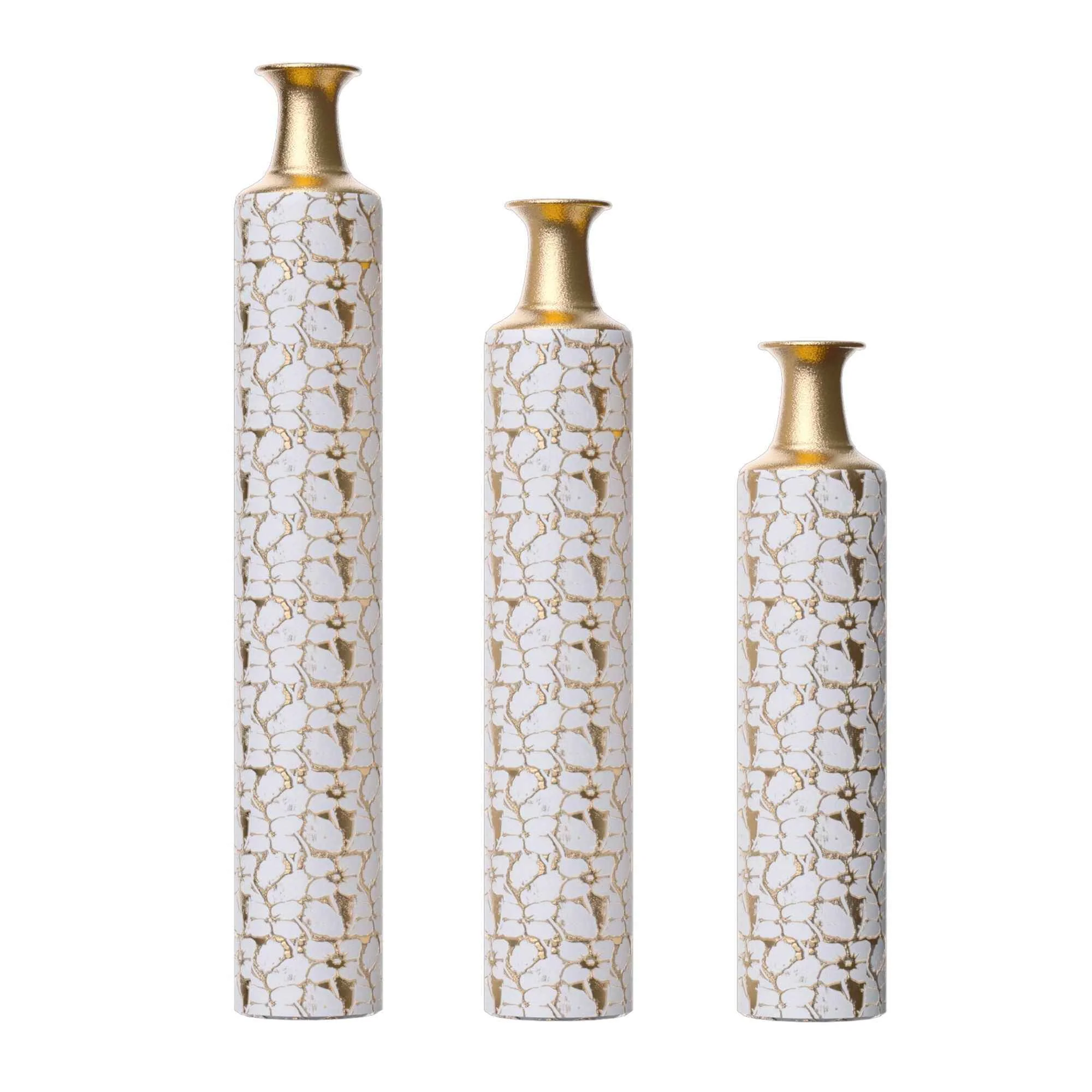 Safe Floor Vases Large Decorative Set of 3 - Antique White Gold Easy-to-Use