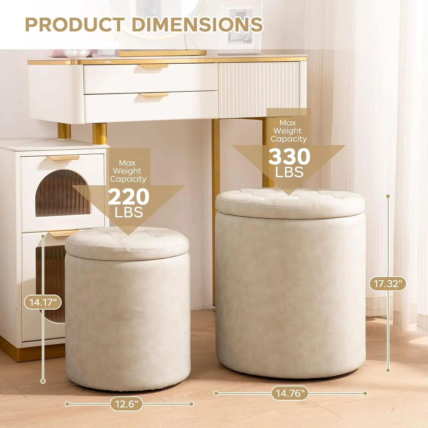 Authentic Premium Faux Leather Circular Ottoman With Storage Exceptional