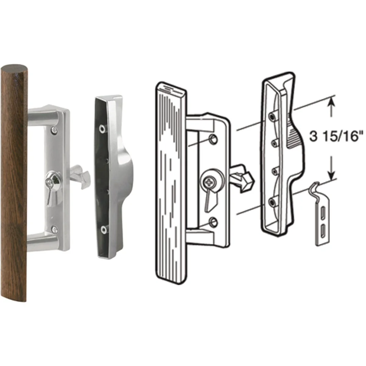 Stylish Prime-Line Internal Lock Aluminum Patio Door Handle Set Modern