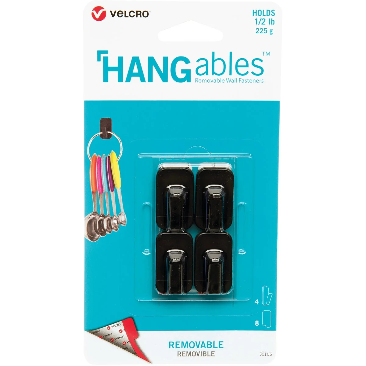 Lightweight Velcro Brand Hangables 1 2 Lb. Capacity Black Removable Micro Hook 4 Count Selected