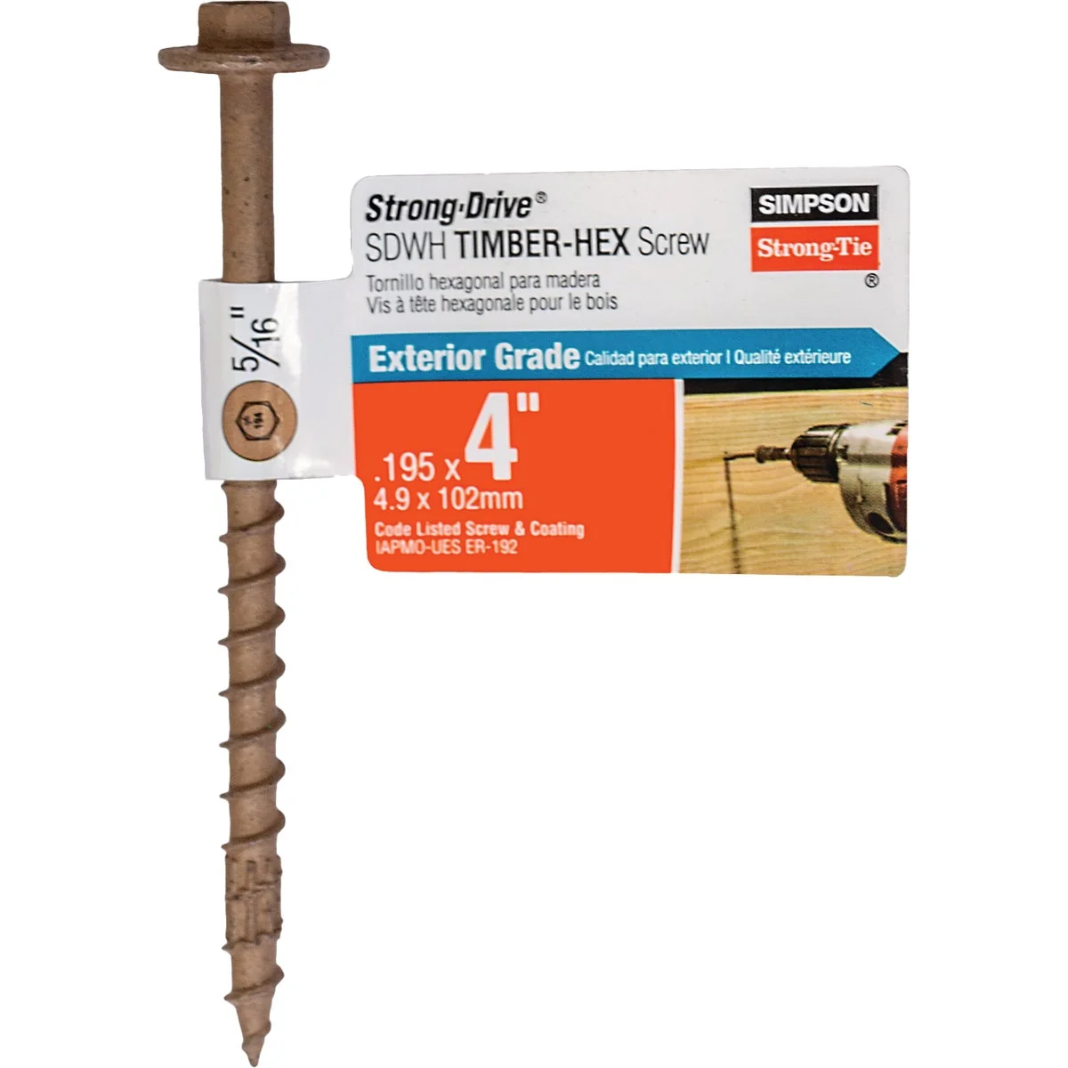 Expertly Made Simpson Strong-Tie Strong-Drive SDWH Timber-Hex 0.195 In. x 4 In. 5 16 Hex DB Coating Screw Flexible