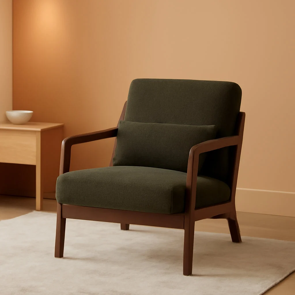 Versatile Green Sherpa Upholstered Solid Wood Comfortable Chair Efficient