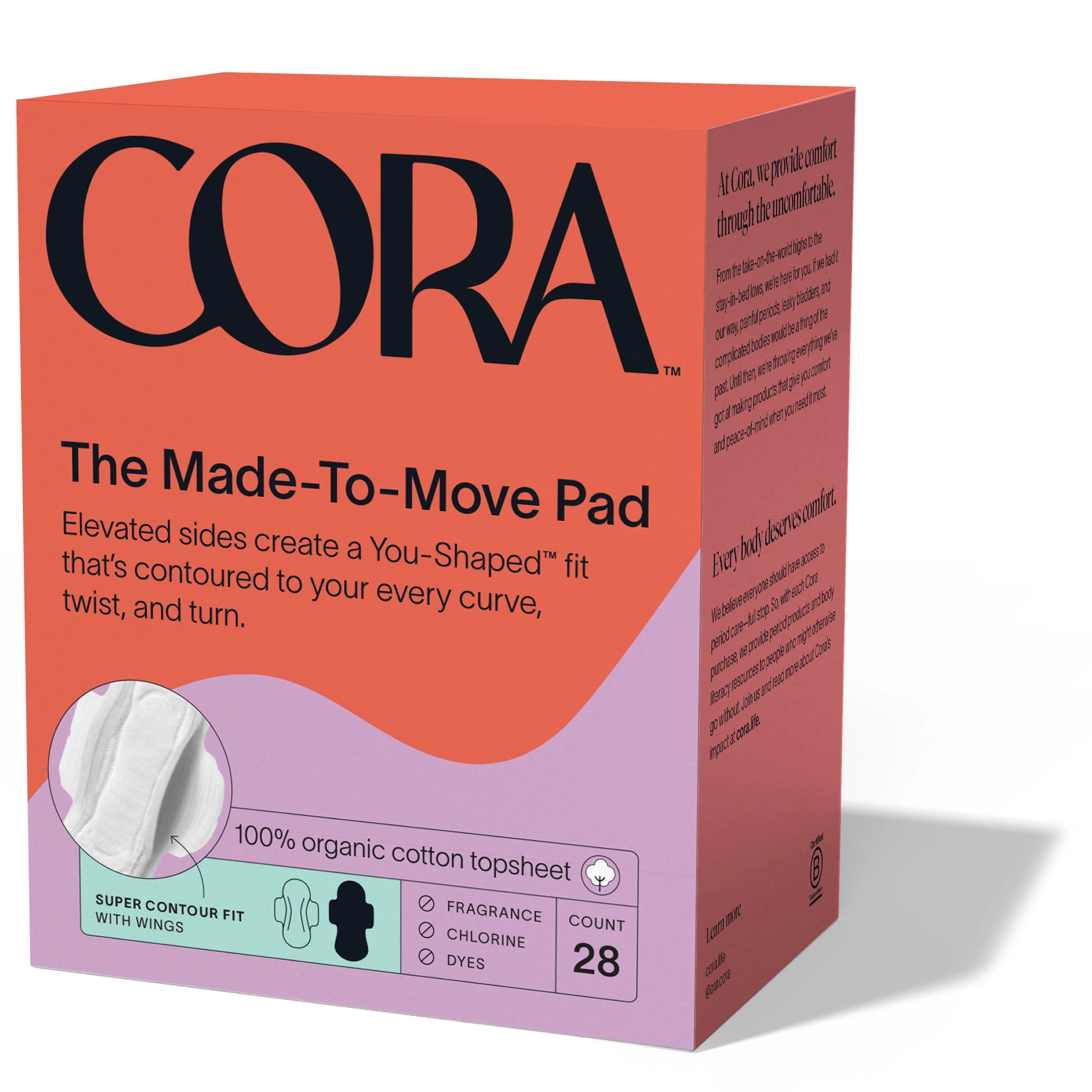 Modern Cora Made-to-Move Period Pad with Wings – Ultra Thin Organic Cotton High-Grade