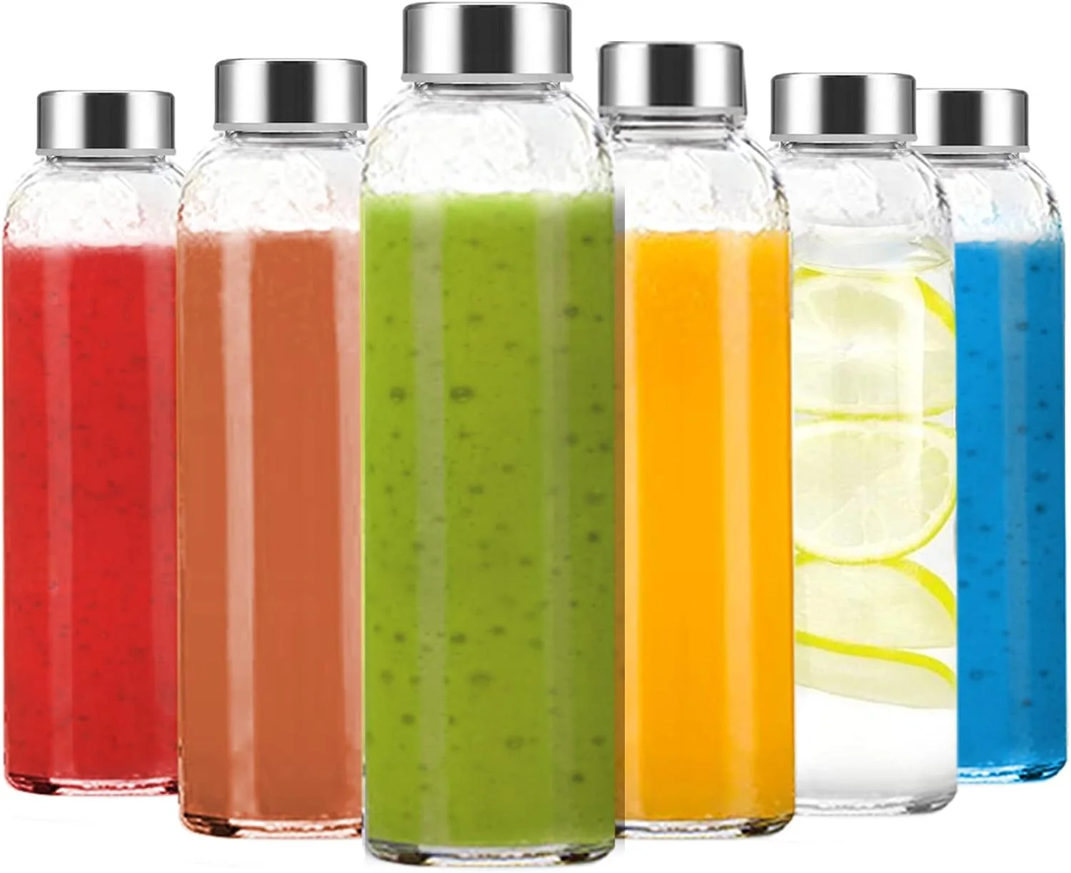Effective Glass Water Bottles 24oz Set of 6 Pure
