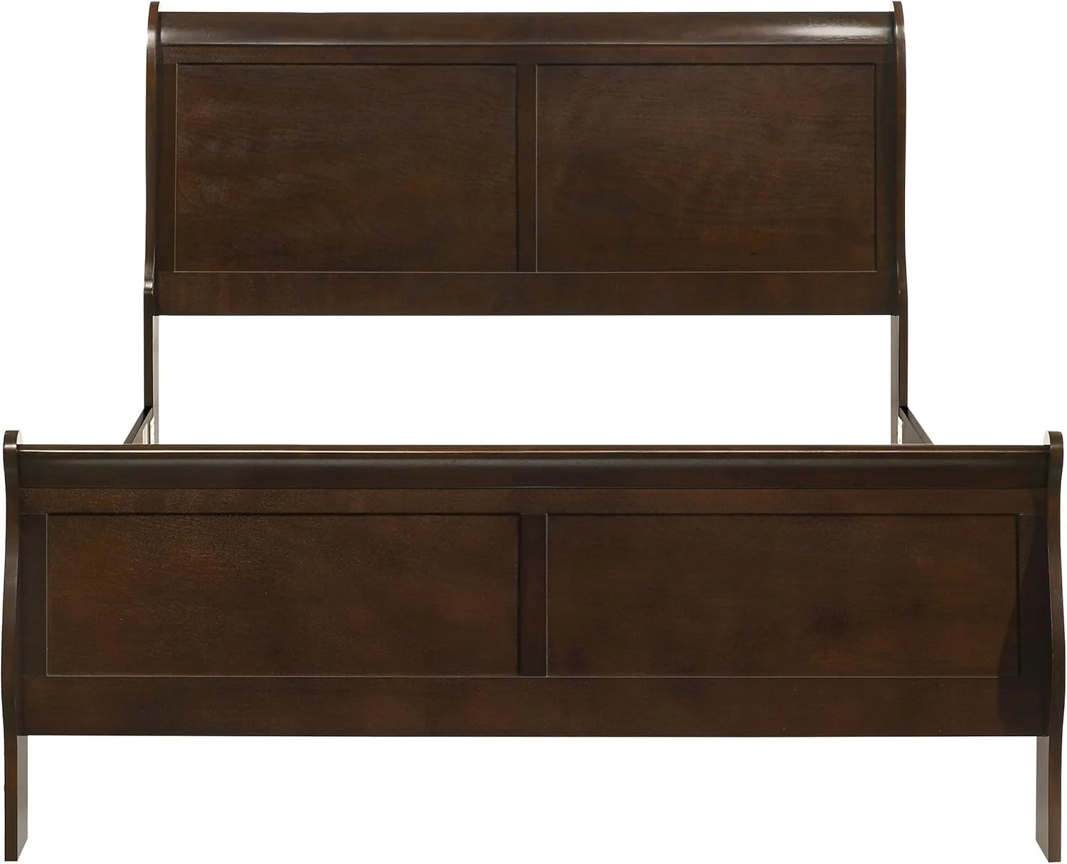 Enhanced Queen Sleigh Bed Cappuccino Finish With Curvatures Carefully Designed