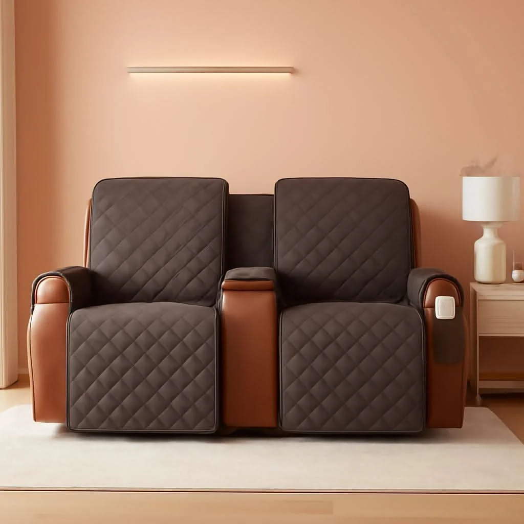 Top-Quality Waterproof Loveseat Cover With Console Chocolate 2 Seater High-Performance