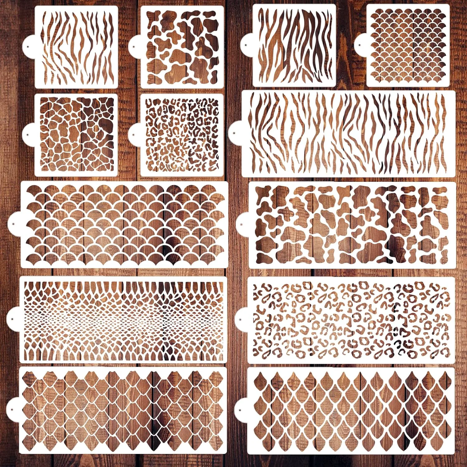 Environmentally Friendly Cake Stencils Decorating Buttercream Cookie Stencils for Royal Icing Leopard Airbrush Snake Skin Mermaid Scale Stencil Cheetah Cow Print Templates Recyclable