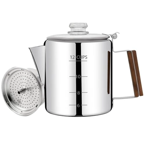 Trendy No Coating 12 Cup Percolator Coffee Pot 304 Stainless Steel Premium