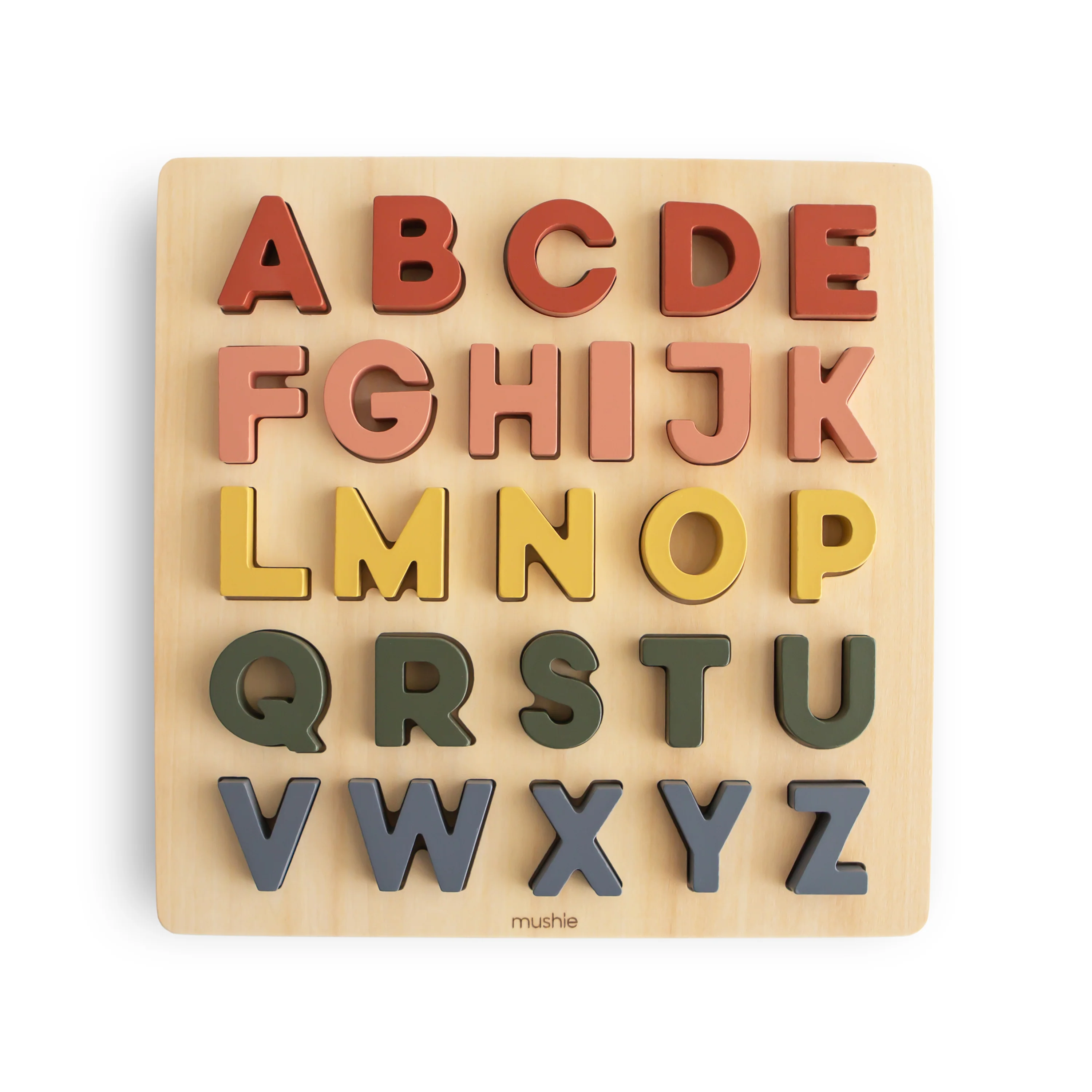 Premium Material mushie Wooden Alphabet Puzzle – FSC Wood Fashionable