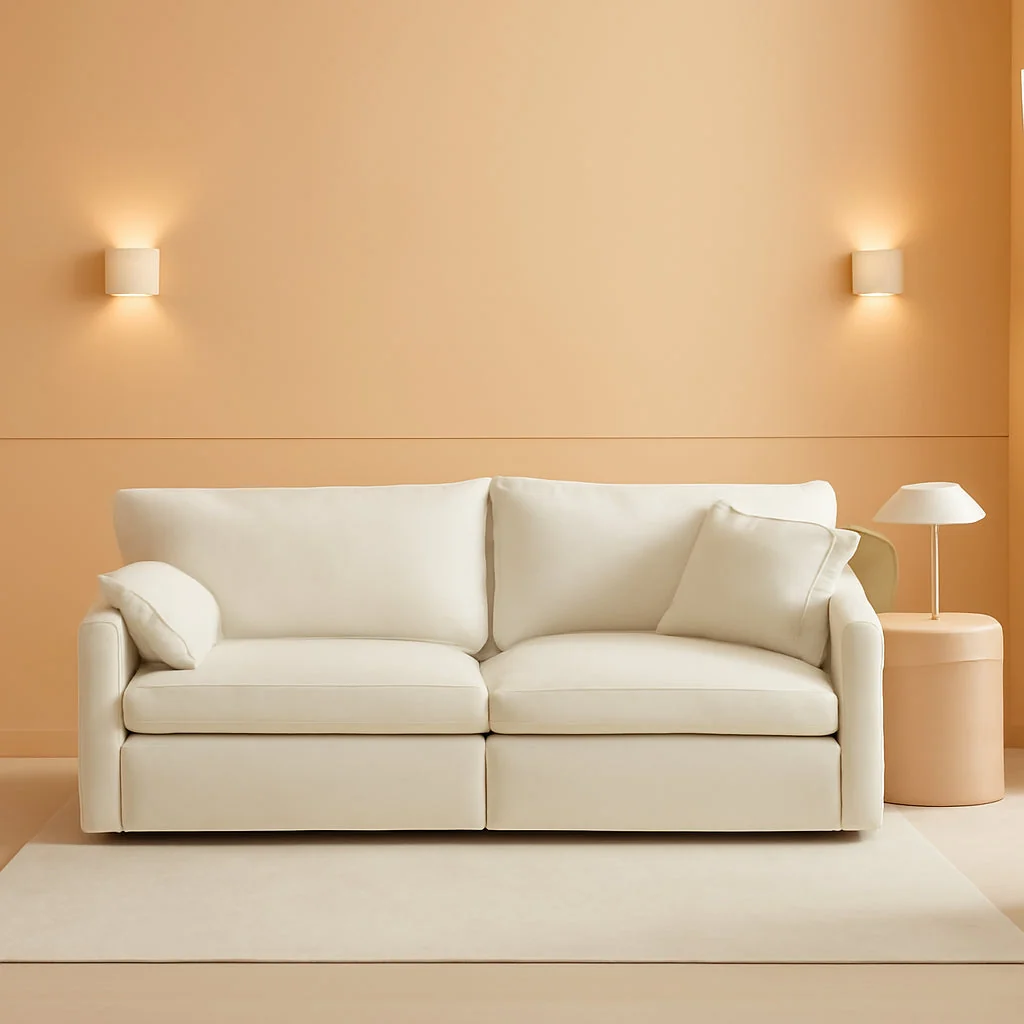Selected White Chenille Two Seater Upholstered Cozy Loveseat Reliable