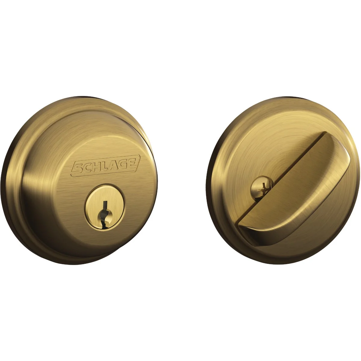 Fine Schlage Antique Brass Single Cylinder Deadbolt Outstanding
