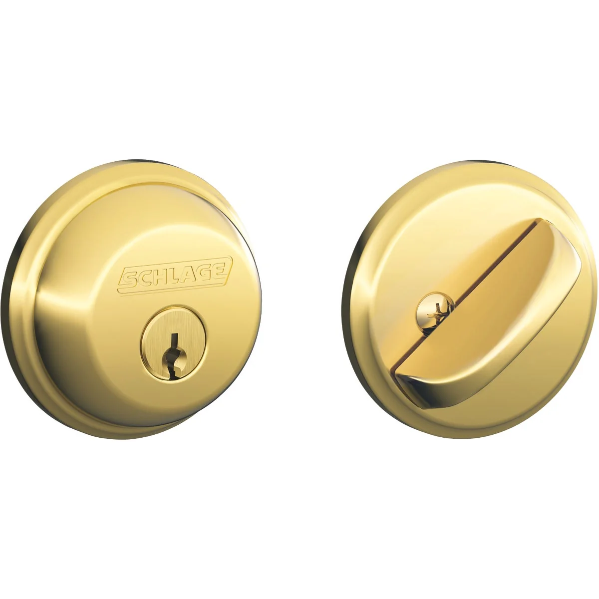 Solid Schlage Bright Brass Single Cylinder Deadbolt First-Class