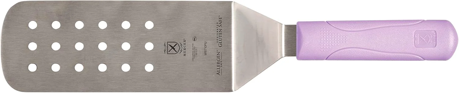 Luxury Mercer Culinary Millennia Perforated Turner Spatula 8 Inch x 3 Inch Blade Purple Handle Dependable
