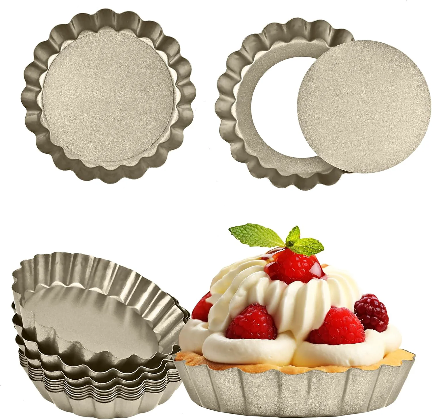 Pure RICHSC-PAN Mini Tart Pan 12PCS 4 Inch Tart Pan Removable Bottom Non-Stick. Dependable