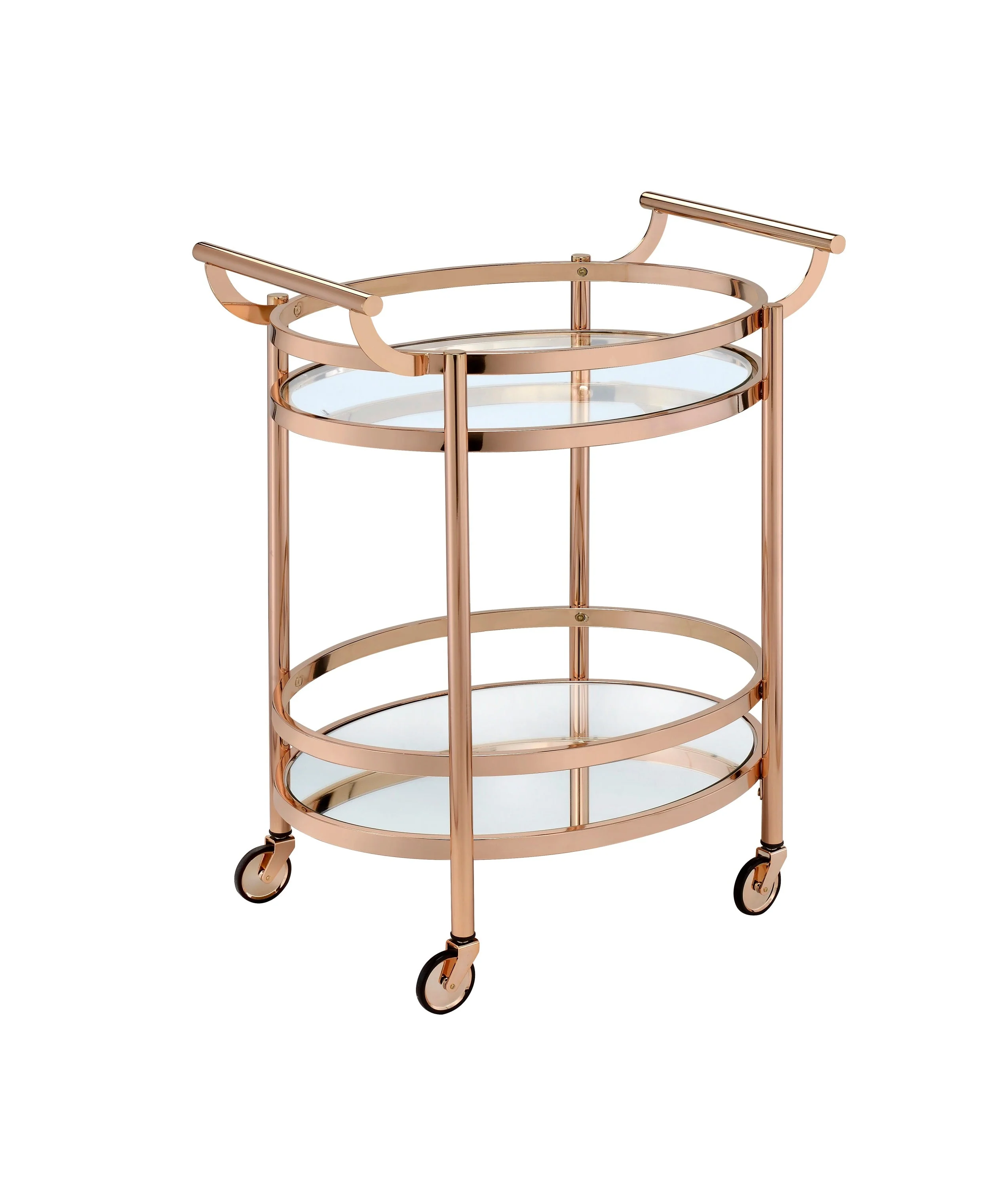 Easy-to-Use Lakelyn Clear Glass Rose Gold Finish Serving Cart Refined