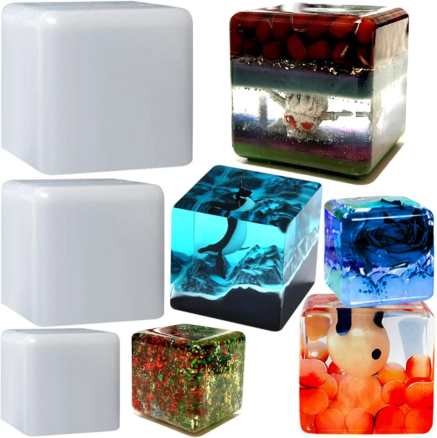 Durable 3 Pack Resin Cube Molds Deep Square Silicone Molds for Epoxy Resin Casting DIY Art Craft Candle Soap Making Proven