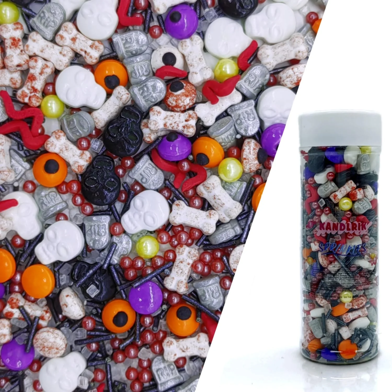 Premium Halloween Sprinkles Mixed Color Eyes amp Gravestones amp Bones amp Skull Cake Decorations Topper Edible Themed Sprinkles For Cookie Decorating Chocolate Desserts Cupcakes Ice Cream 4.58OZ Sustainable