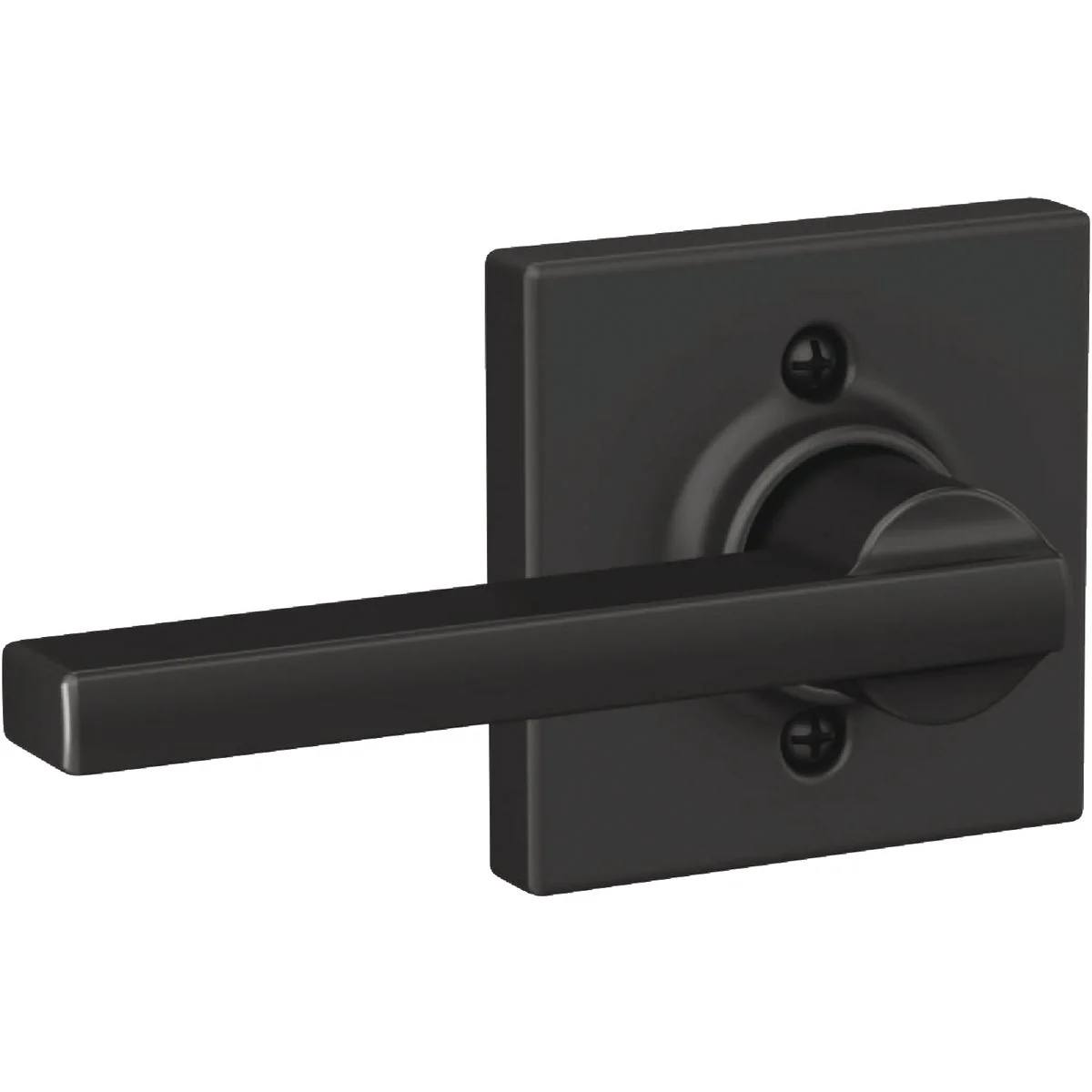 Enhanced Schlage Latitude Lever with Collins Trim Matte Black Non-Turning Lock World-Class