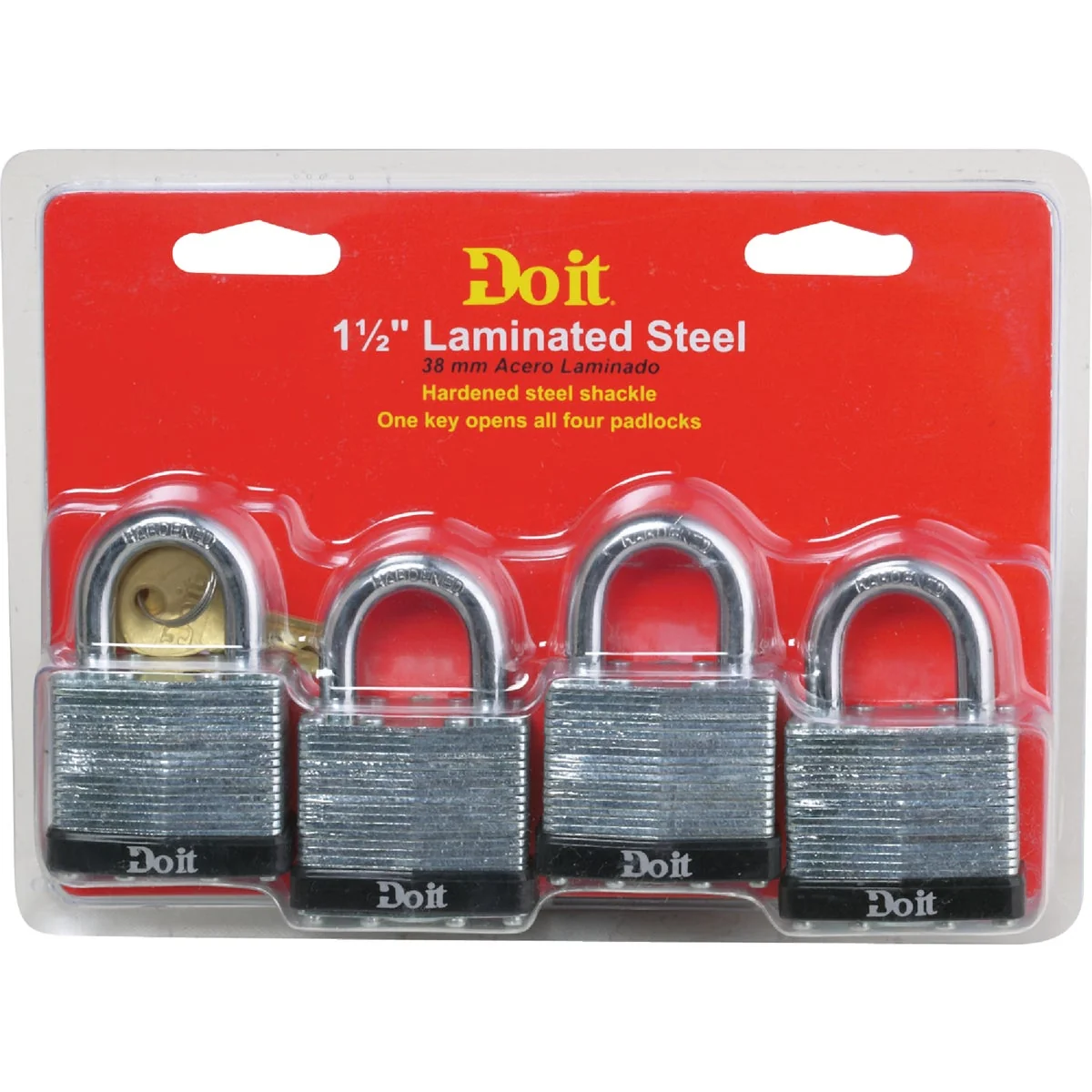 Powerful Do it 1-1 2 In. W. Laminated Steel Padlock 4-Pack Prestigious