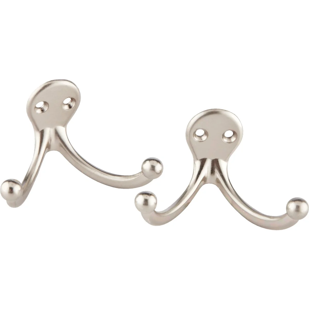Fast National Satin Nickel Double Cloth Wardrobe Hook 2 per Card Professional