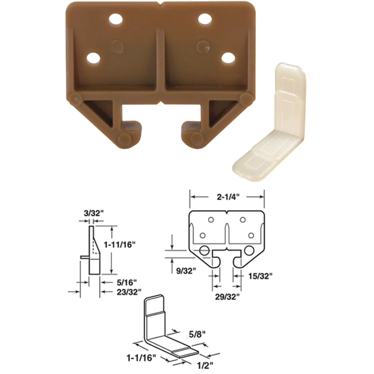 Reusable Prime-Line Polyethylene Brown Track Guide for 9 32 In. x 29 32 In. Track 2-Count Efficient