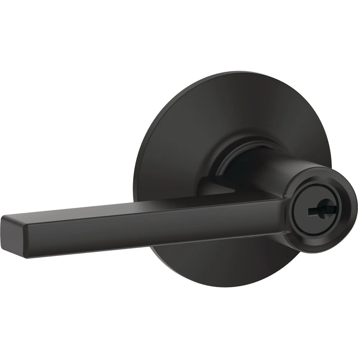 Authentic Schlage Latitude Matte Black Keyed Entry Door Lever Environmentally Friendly