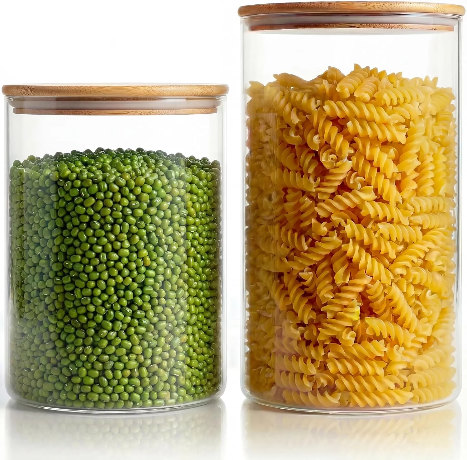 Convenient Large Glass Storage Containers with Bamboo Lids for Flour amp Sugar 2 Pack Genuine