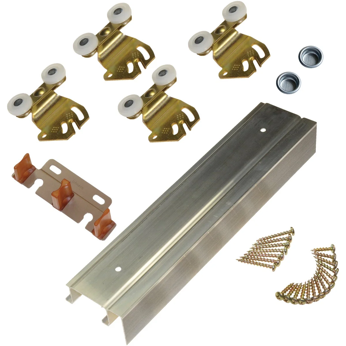 Smart Johnson Hardware 72 In. Double Wheel Sliding Door Hardware Breathable