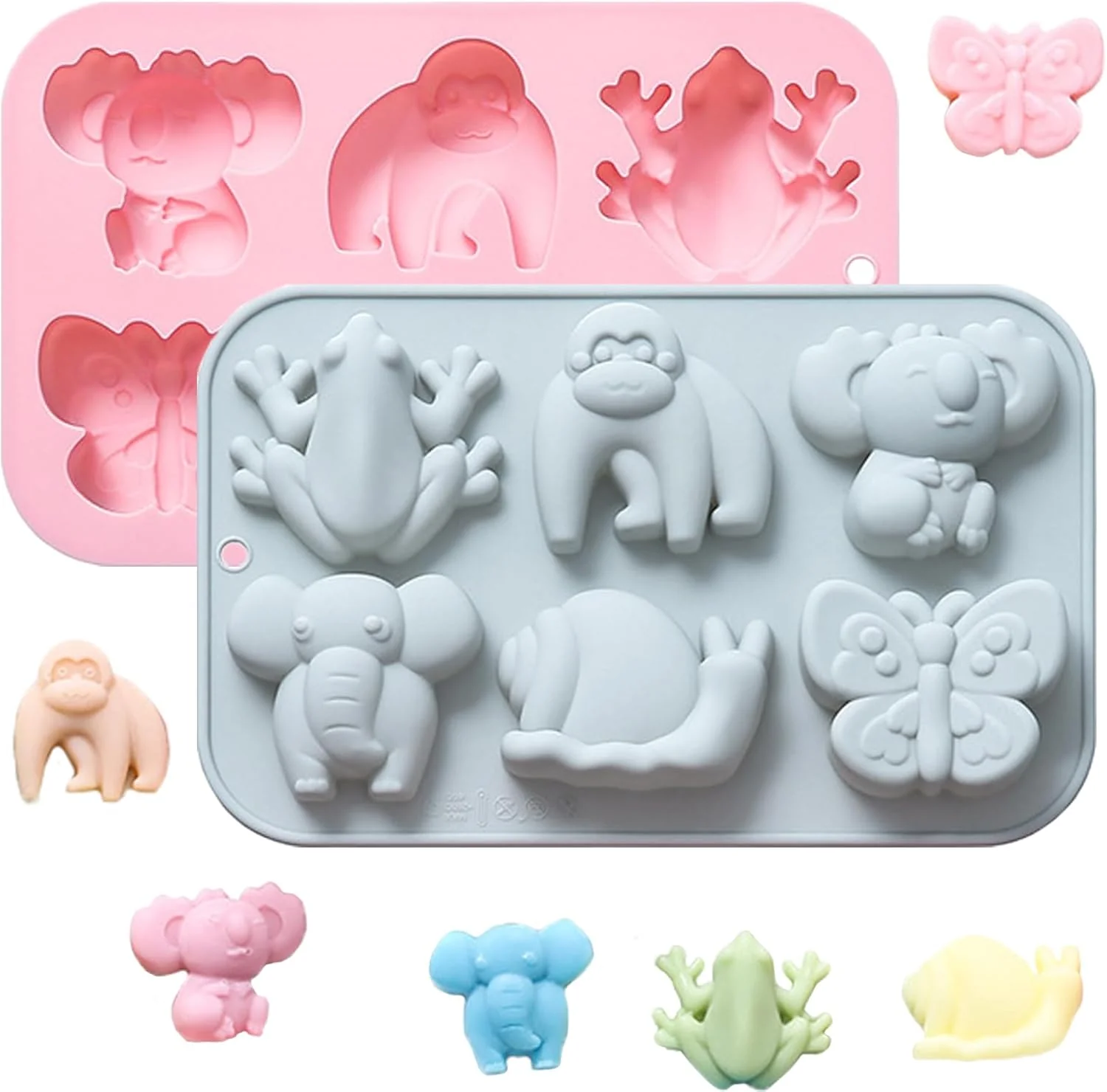 Proven Animal Chocolate Mold Set - Food-Grade Silicone Baking Molds with Frog Elephant Monkey Snail Butterfly Reusable for Kids Birthday Cakes Consistent