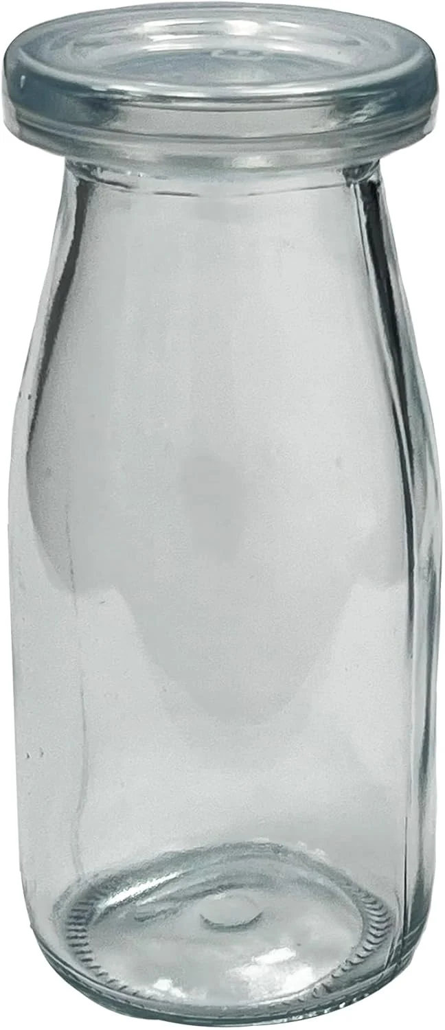 Official 6.76 oz 200ml Vintage Glass Bottle with Leakproof Clear Lid Reusable Eco-Friendly – I for Milk Juices Smoothies Infused Water Professional