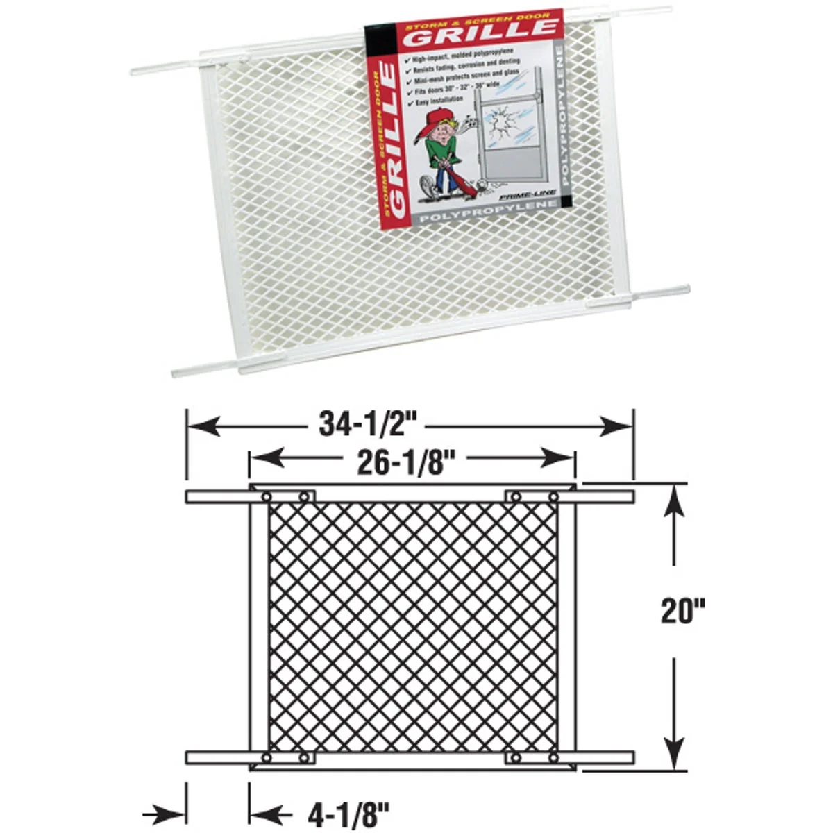 Fast Prime-Line Make-2-Fit 34.5 In. x 20 In. White Plastic Door Grille for 36 In. Door Soft
