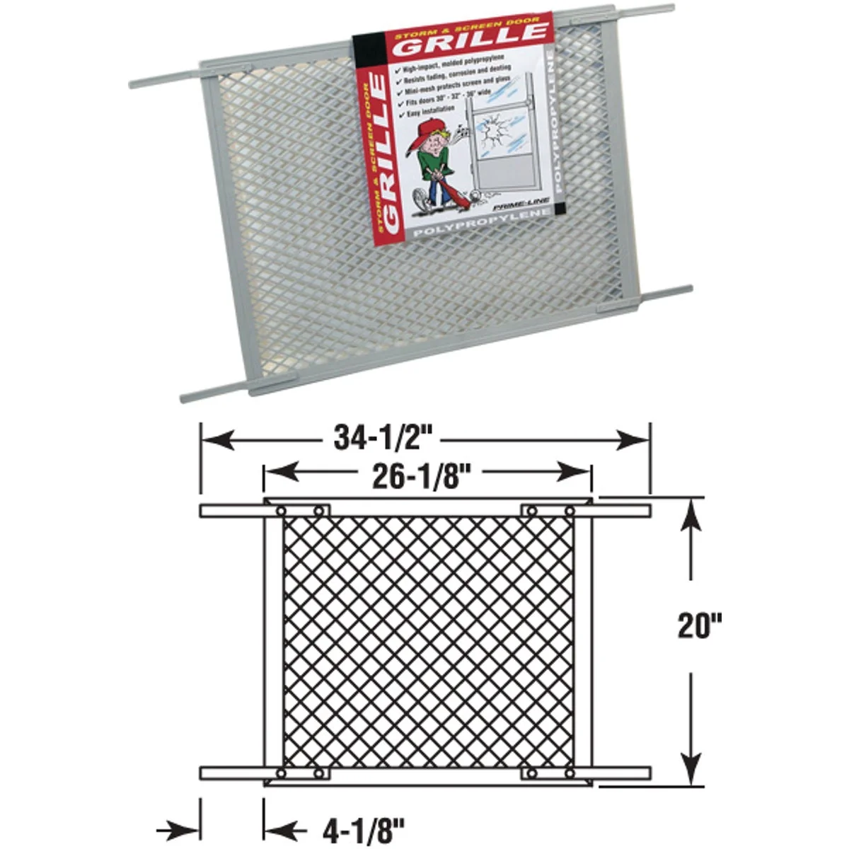 Exceptional Prime-Line Make-2-Fit 34.5 In. x 20 In. Gray Plastic Door Grille for 36 In. Door Superior