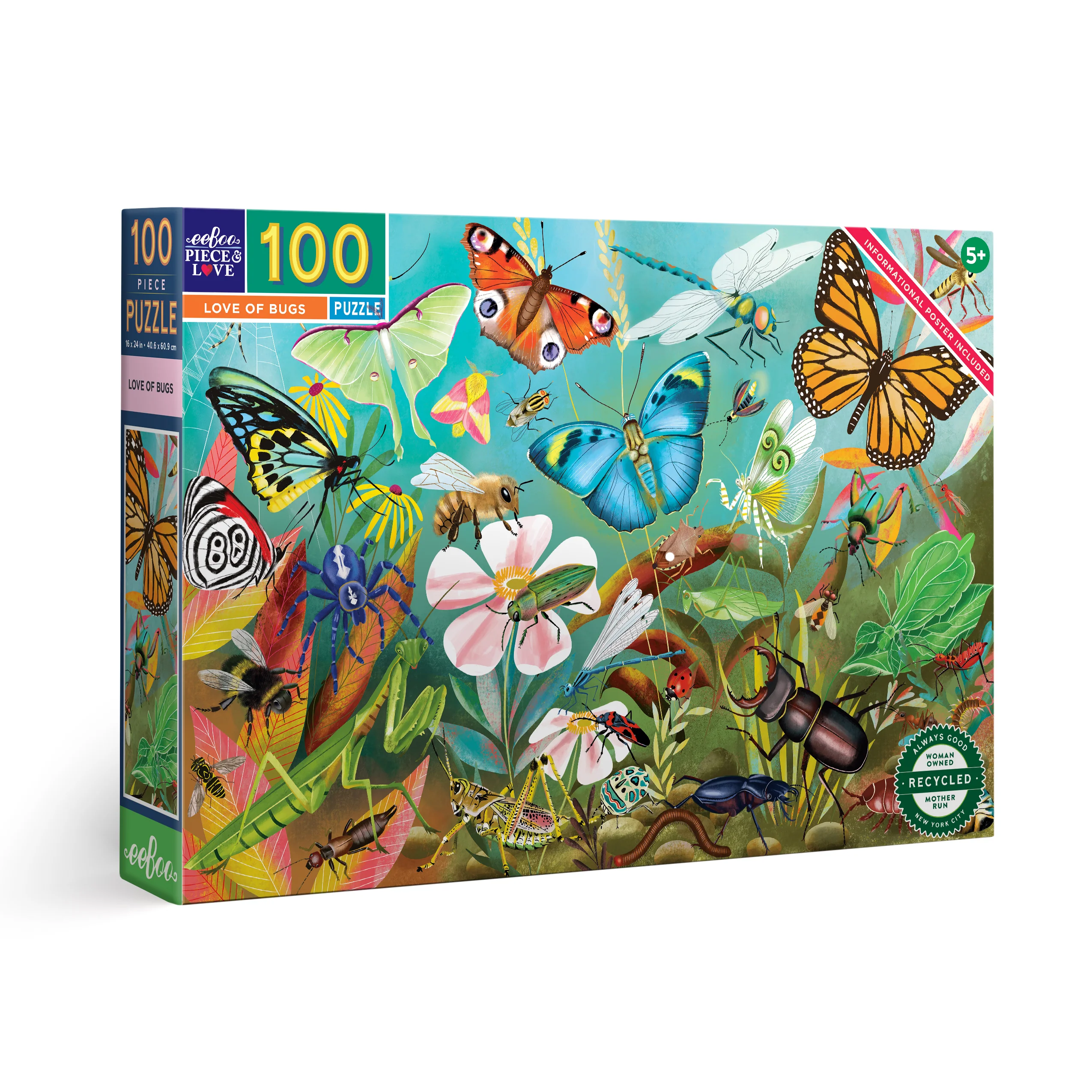 Official eeBoo Piece Love Love of Bugs 100 Piece Puzzle Optimized