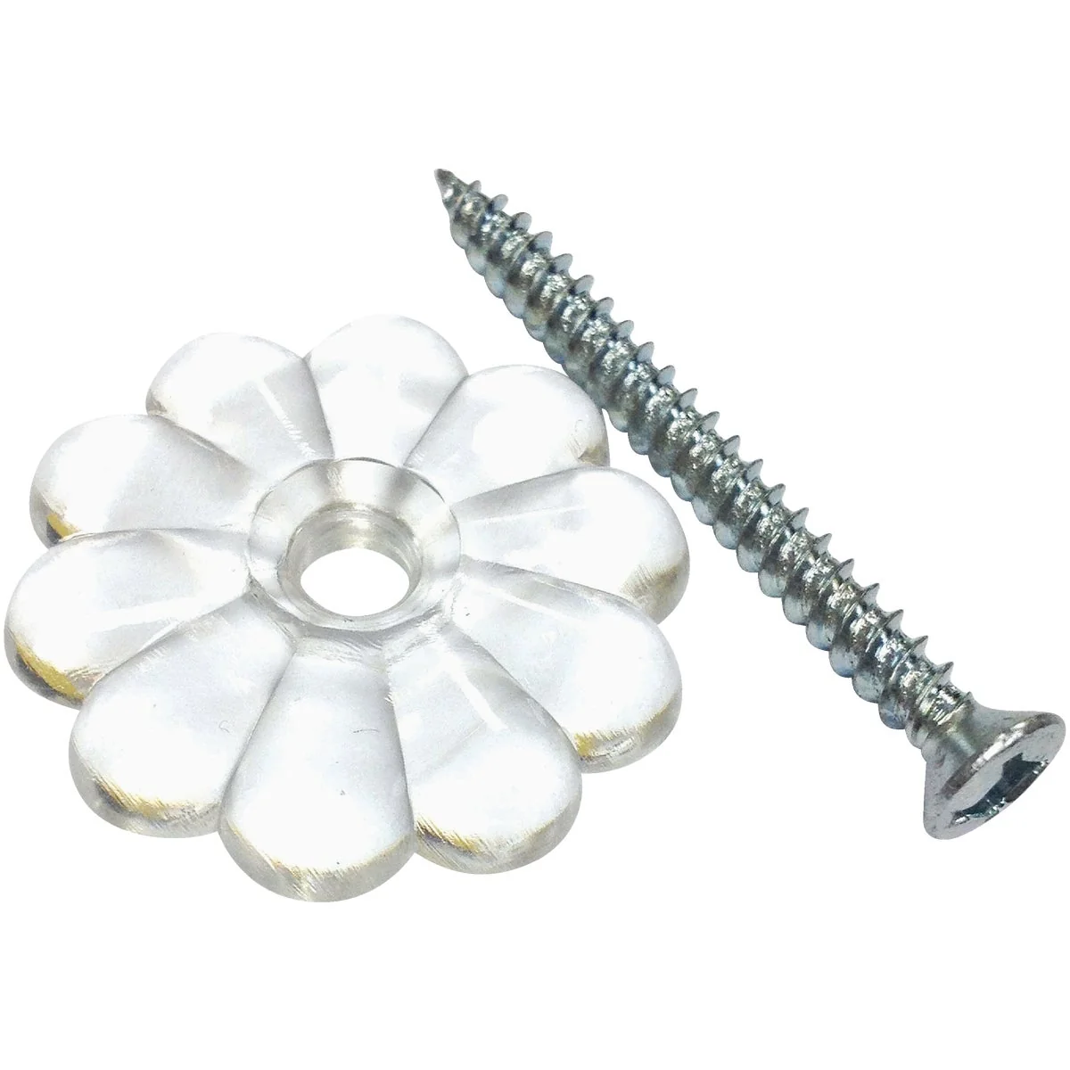 Clean United States Hardware Clear Rosette with Screws 24-Count Traditional