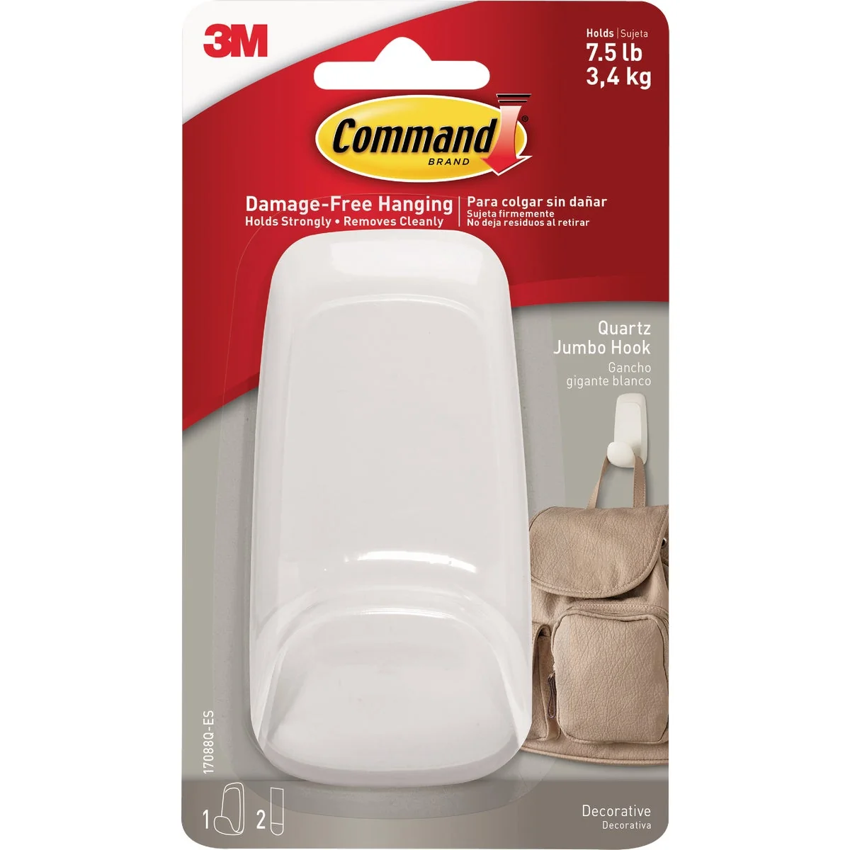 Outstanding 3M Command Quartz Jumbo Adhesive Hook Recyclable